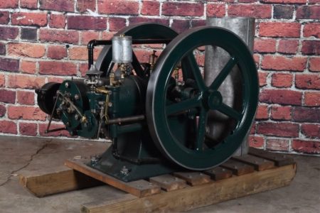 A side view of a green gas engine